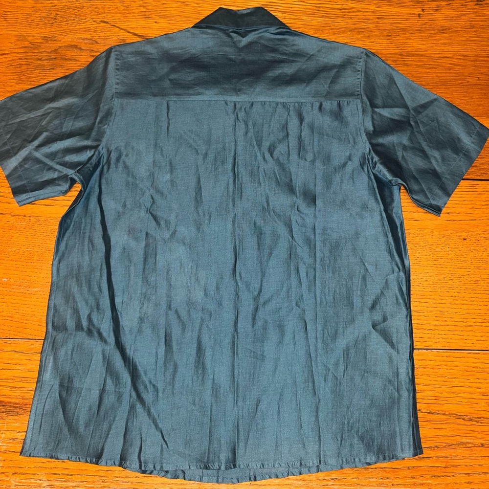 Perte D’ego Hand Embroidered Cotton Silk Blend Fabric Shirt Size Medium - Picture 3 of 5